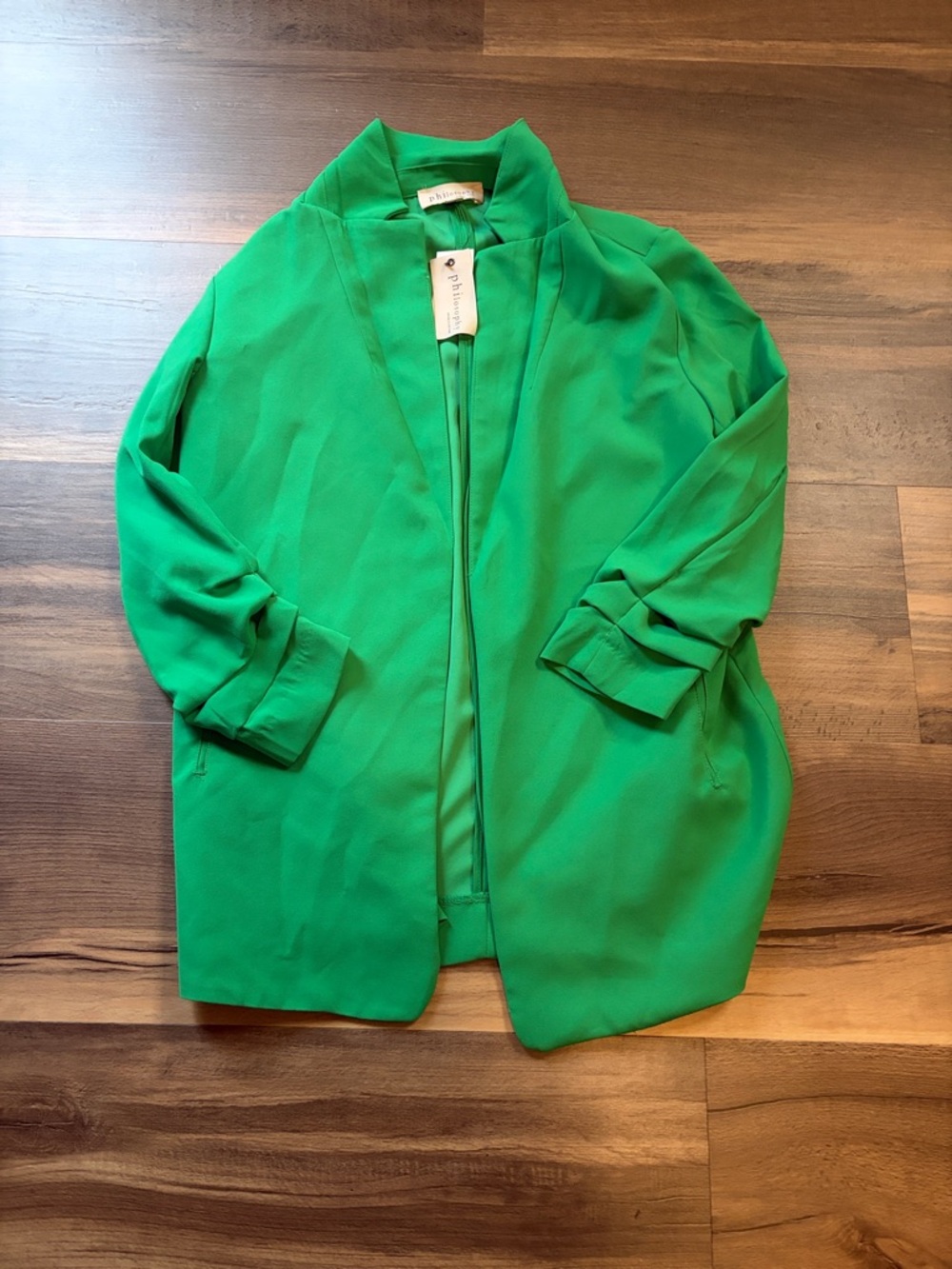 Philosophy Bright Green Open-Front Blazer Womens Size Medium
